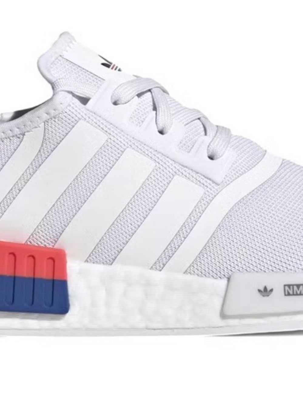 adidas NMD R1 V2 white lush White Low-Top Sneakers with Blue & Red Accents size - Picture 13 of 13